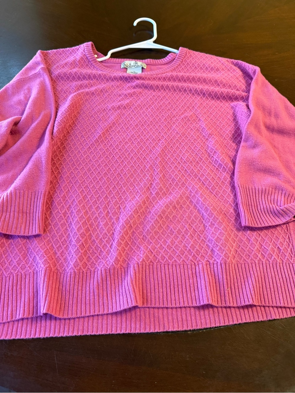 Liz Claiborne Pink Diamond-Textured Crewneck Sweater